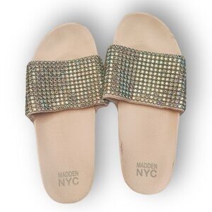 Madden nyc pink rhinestone slides size 9